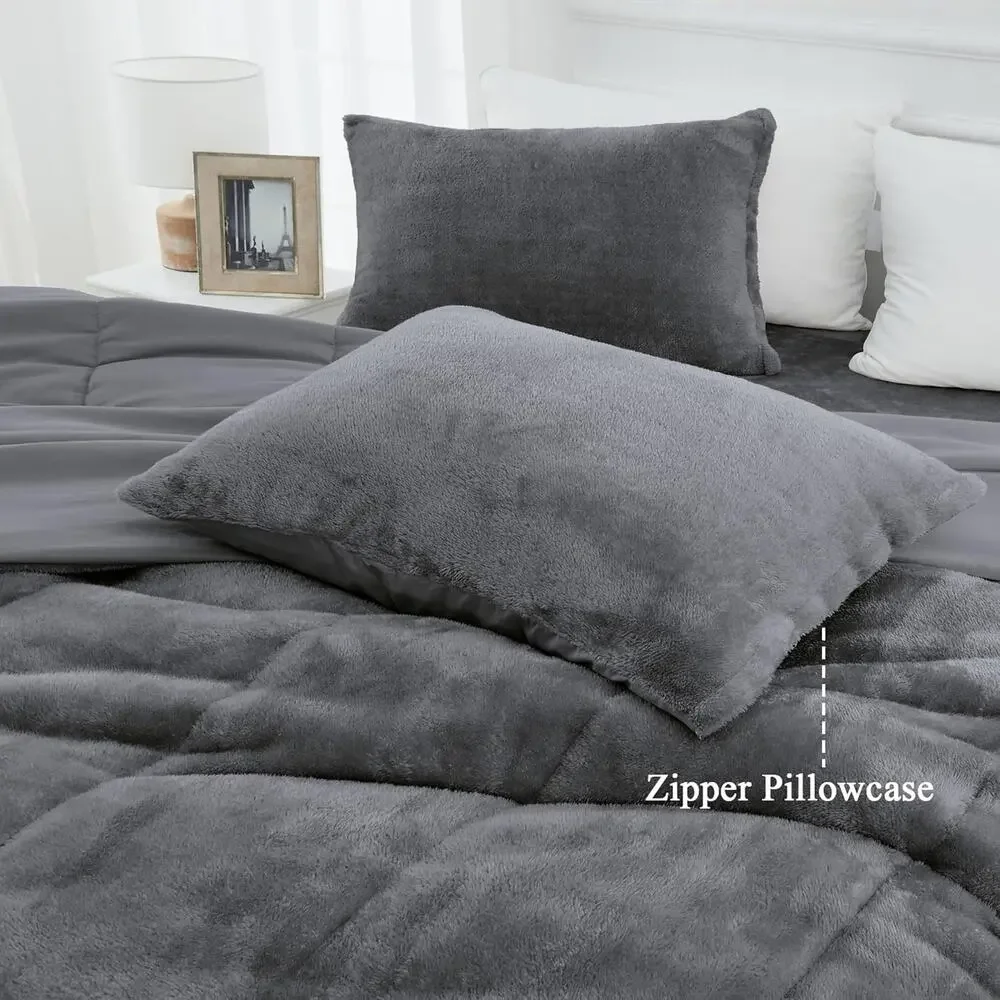Faux Fur Comforter Set with Fitted Sheet - Luxury Ultra Soft Fluffy Fuzzy Queen - Picture 6 of 6
